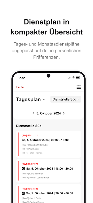 RK Tirol Dienstplan Screenshot 2