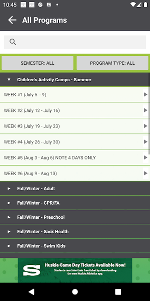 USask Rec Screenshot 3