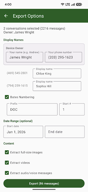 TextExhibit: Text Message PDFs Screenshot 3