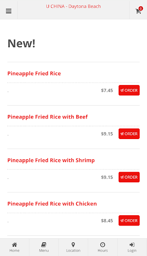 U CHINA Daytona Beach Ordering Screenshot 1