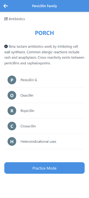 Pharmacology Mnemonics Offline Screenshot 1