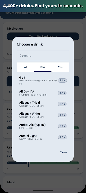 Extinct: TSM Alcohol Tracker Screenshot 2