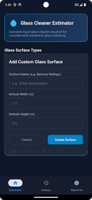 Glass Wipe Estimator Screenshot 1
