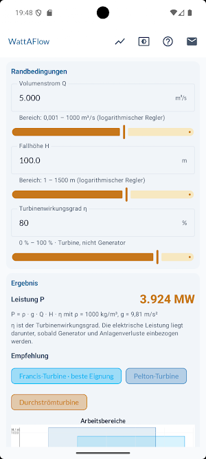 WattAFlow Water Turbine Calc Screenshot 2