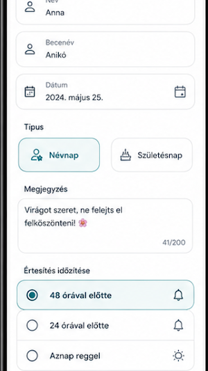 Névnap-Születésnap Emlékeztető Screenshot 2