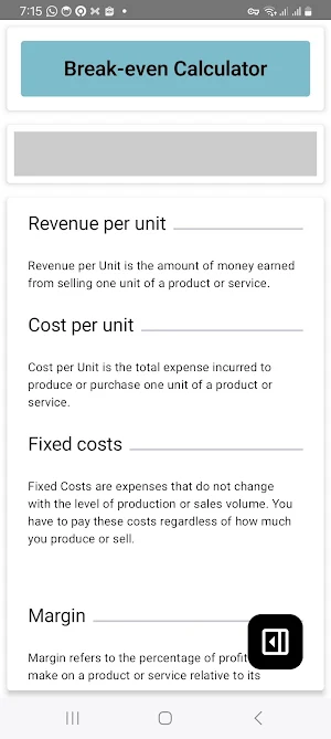 Break-even Calculator Screenshot 2