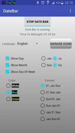 DateBar - date in status bar Screenshot 0