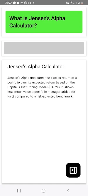 Jensen's Alpha Calculator Screenshot 1
