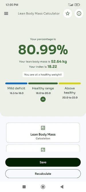 Lean Mass Calculator Screenshot 2