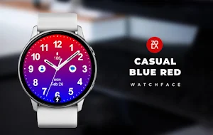 Casual Blue Red Watch Face Screenshot 0