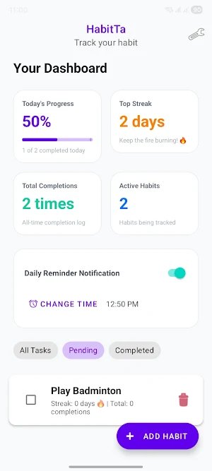 Habit Ta - Track your habit Screenshot 1