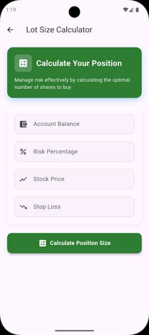 Stock Lot Size Calculator Screenshot 2