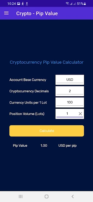Pip Value Calculator Screenshot 1