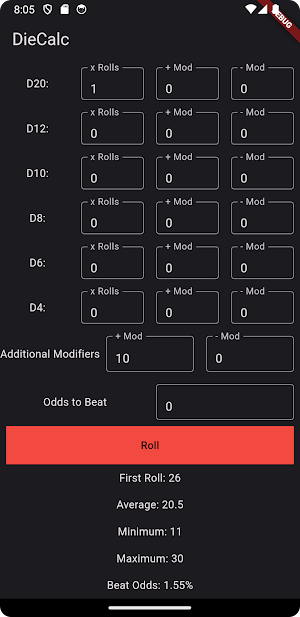 DieCalc Screenshot 2