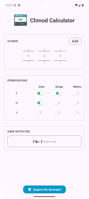 SJ Chmod Calculator Screenshot 0