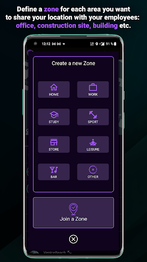AT-ZONE. Time tracking via GPS Screenshot 1