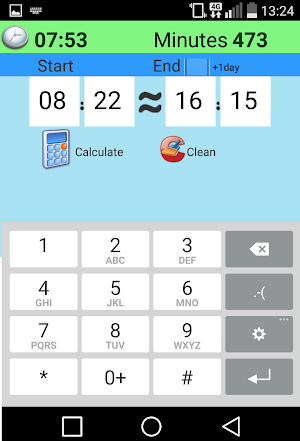 Calculator between hours, Free Screenshot 1