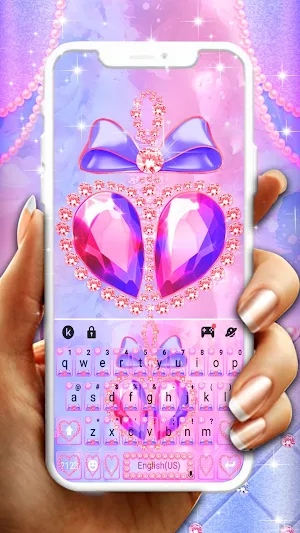Pink Diamond Bowknot Keyboard Theme Screenshot 0