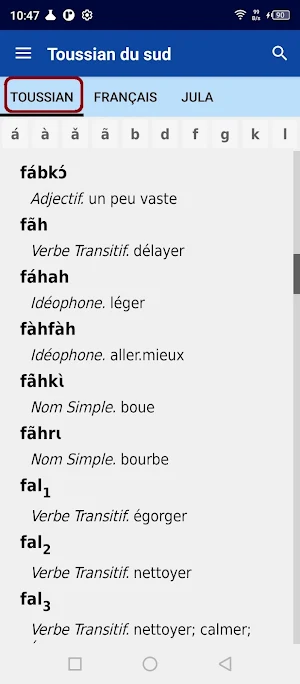 Toussian dictionnaire Screenshot 2