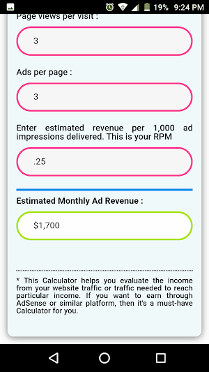 Web Ad Revenue Calculator Screenshot 2