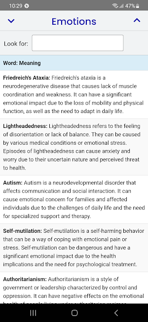 Dictionary of Emotions Screenshot 1