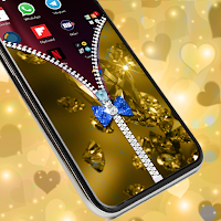 Heart Gold Zipper Screen Lock