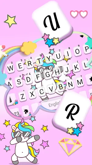 Pink Cute Unicorn Keyboard Background Screenshot 1