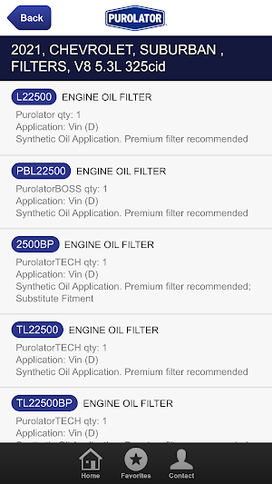 PurolatorDIY Filter Lookup Screenshot 2
