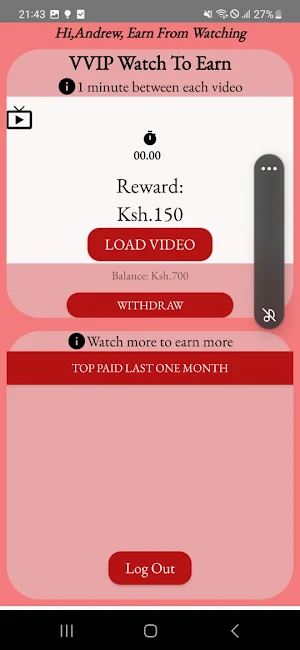 Watch Videos & Earn Daily Screenshot 1