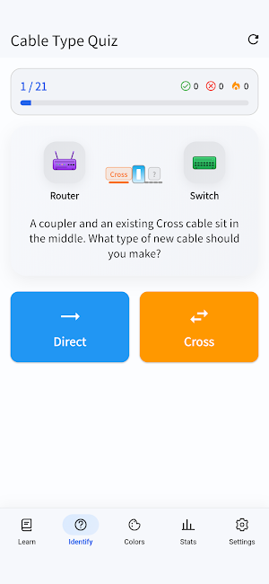 Cabling Trainer: T568A/B Quiz Screenshot 1