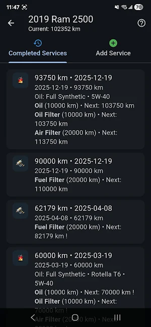 Maintenance Tracker Screenshot 1