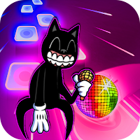 Tiles Hop: Scary cartoon cat