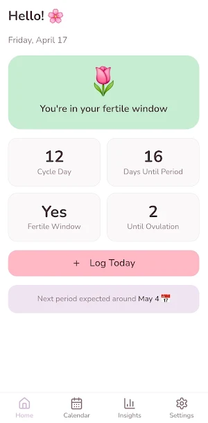 Simple Period Tracker Screenshot 0