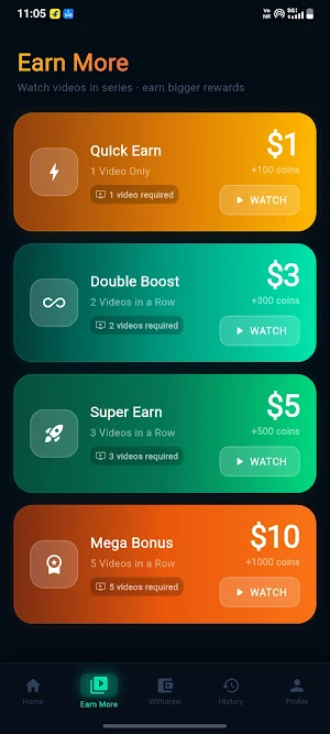Watch Video Earn Cash Screenshot 2