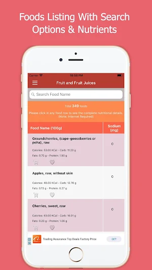 Sodium in Foods Screenshot 2