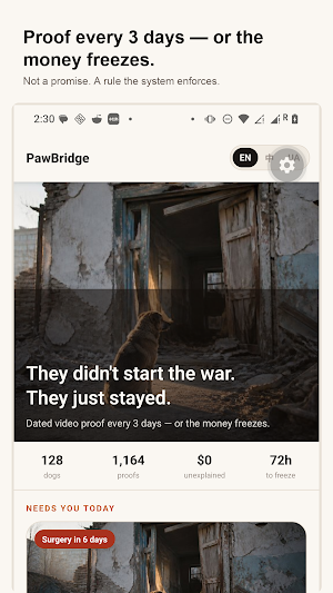 PawBridge — Proof-Based Rescue Screenshot 1