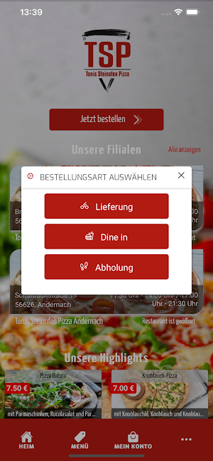Tonis Steinofen Pizza Screenshot 1