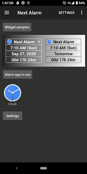 Next alarm - widget, notification Screenshot 3