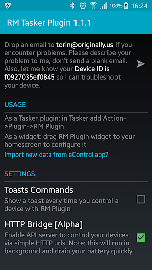 Broadlink RM Plugin Lite Screenshot 1