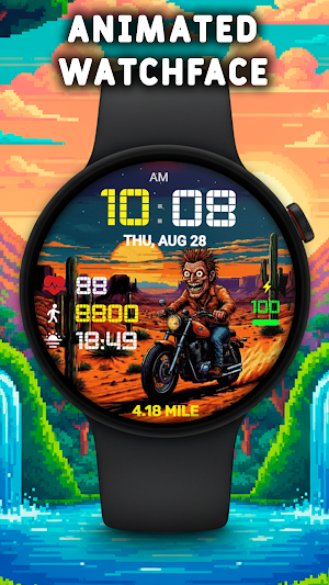Crazy Biker Animated Watchface Screenshot 2