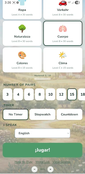 Spanish Noun Matching Game Screenshot 2