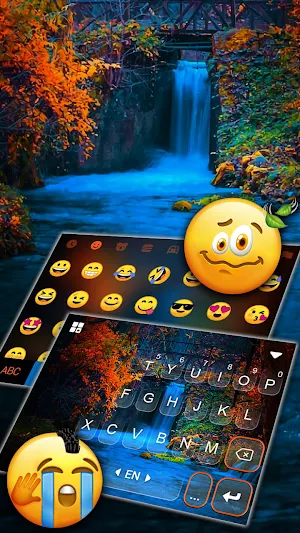 Autumn Waterfall Keyboard Background Screenshot 3
