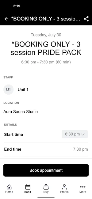 AURA Sauna Studio Screenshot 2