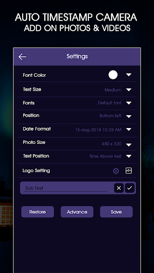 Auto Timestamp Camera - Add on Photos & Videos Screenshot 2