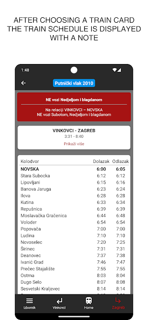 Novska train timetable Screenshot 3