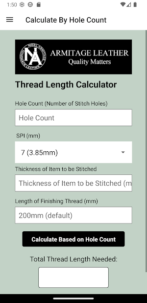 Thread Length Calculator Screenshot 2