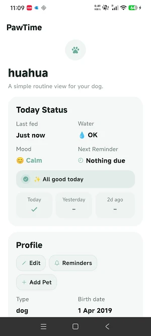PawTime - Pet Care Reminder Screenshot 1