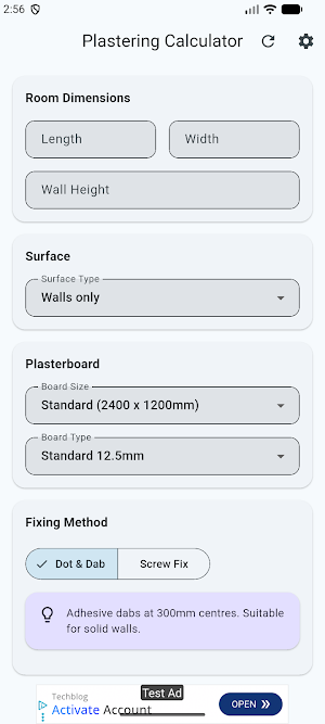Plastering Calculator Screenshot 0
