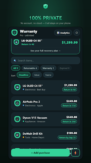 Warranty Tracker & Receipts Screenshot 2