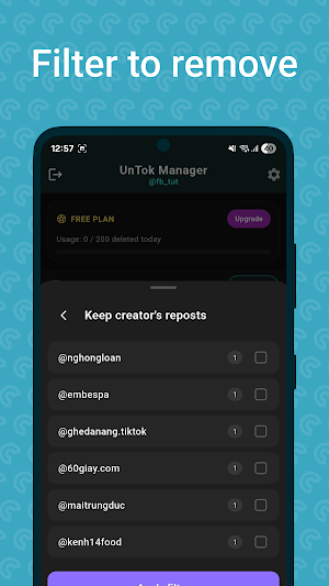 UnTok: Repost Remover Screenshot 1